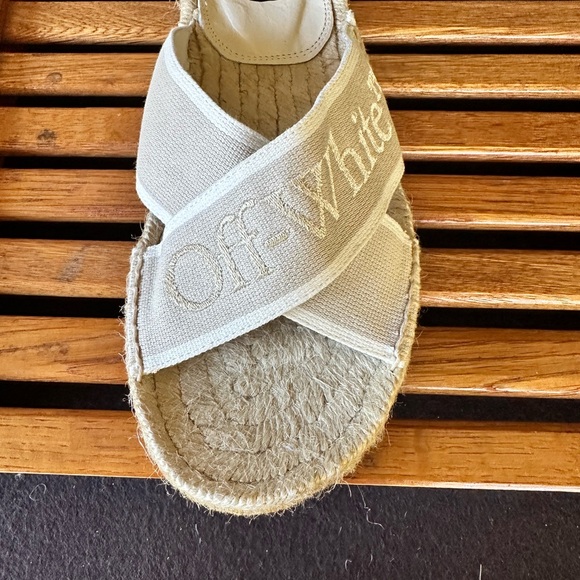 NEW OFF WHITE Elegant Cream Espadrille Sandals - Picture 7 of 8